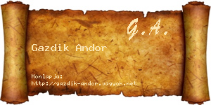 Gazdik Andor névjegykártya